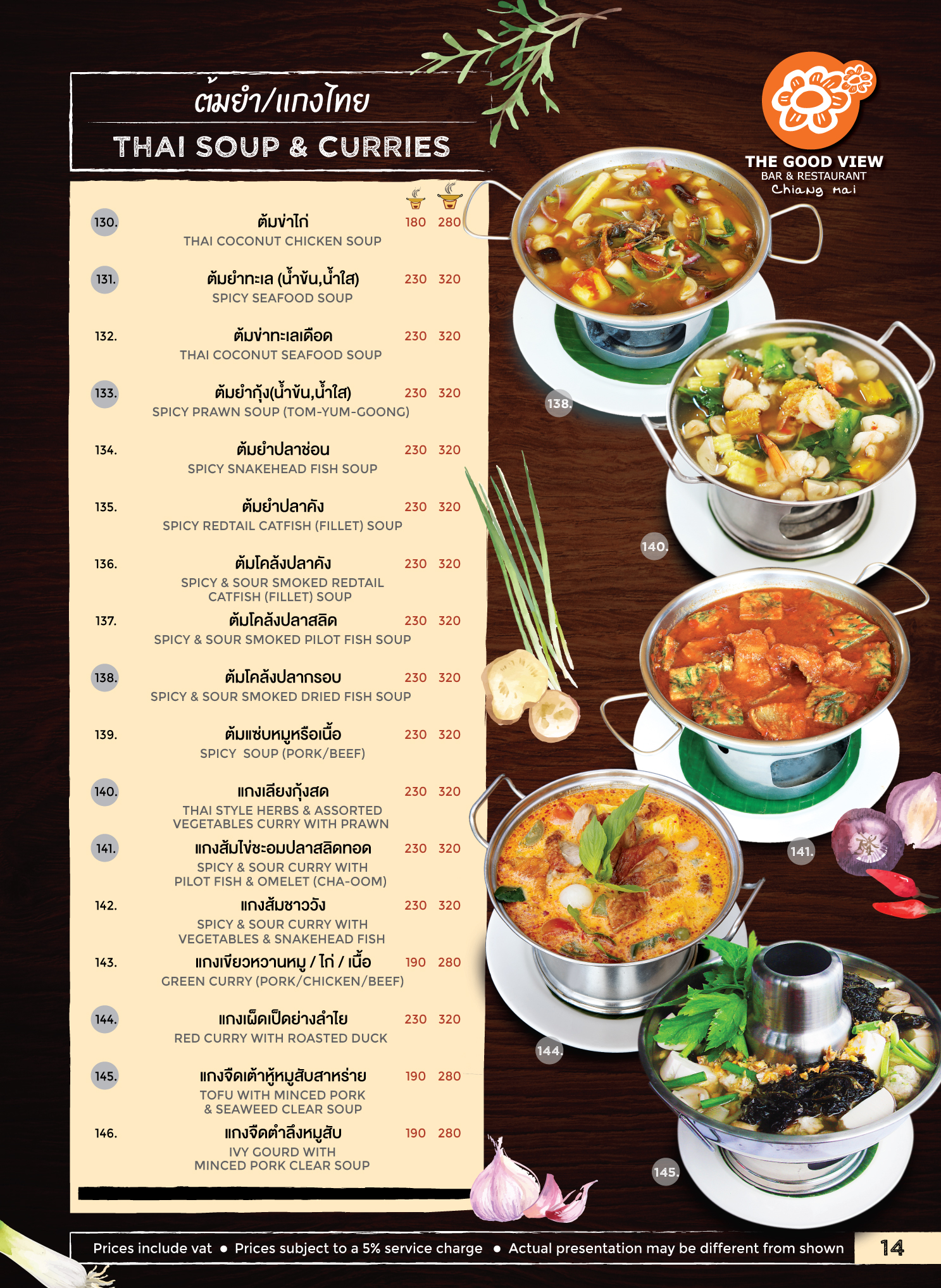 Main Menu of The Good View Bar & Restaurant Chiang Mai